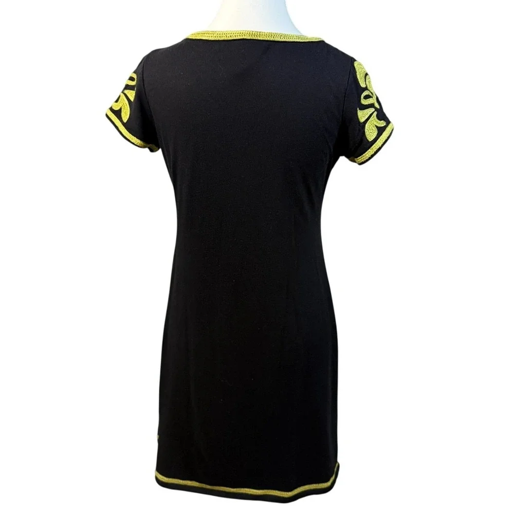 INC Petite Black Pima Cotton Embroidered Sheath Dress PS date night‎